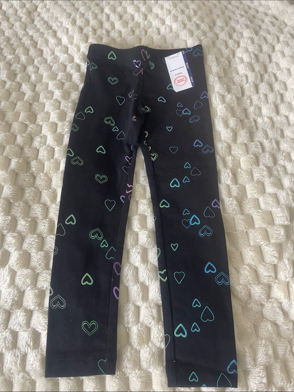 wonder nation Black Leggings with Multicolor Heart Print